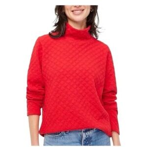 J. Crew Red Quilted Mockneck Turtleneck Sweatshirt